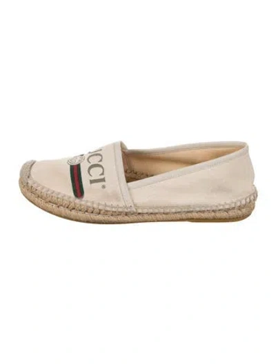 Pre-owned Gucci Web Accent Canvas Espadrilles In Neutral