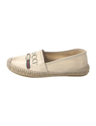 Pre-owned Gucci Web Accent Canvas Espadrilles In Neutral