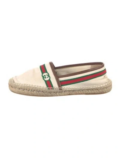 Pre-owned Gucci Web Accent Canvas Espadrilles In Neutral