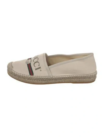 Pre-owned Gucci Web Accent Canvas Espadrilles In Neutrals
