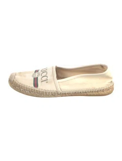 Pre-owned Gucci Web Accent Canvas Espadrilles In Neutrals