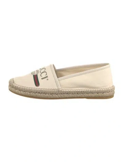 Pre-owned Gucci Web Accent Canvas Espadrilles In Neutrals