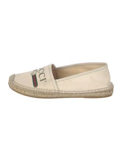 Pre-owned Gucci Web Accent Canvas Espadrilles In Neutrals