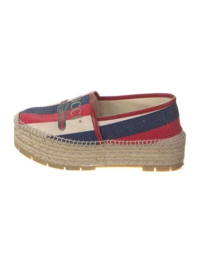 Pre-owned Gucci Web Accent Canvas Espadrilles In Red