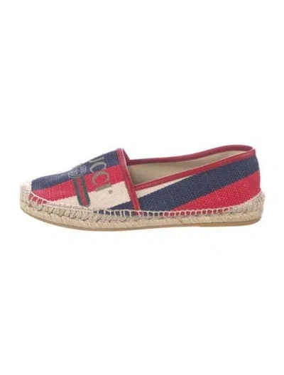 Pre-owned Gucci Web Accent Canvas Espadrilles In Red
