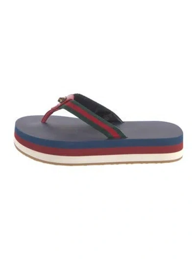 Pre-owned Gucci Web Accent Canvas Flip Flops In Black