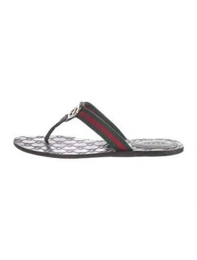 Pre-owned Gucci Web Accent Canvas Flip Flops In Multi
