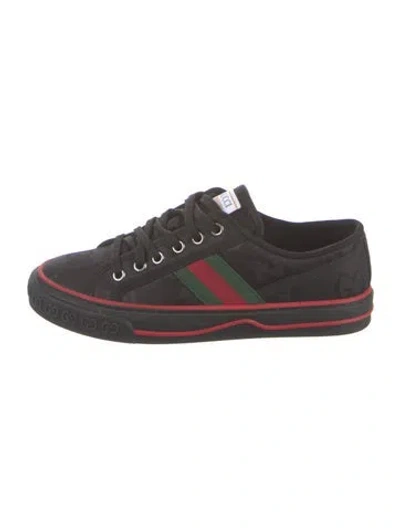 Pre-owned Gucci Web Accent Canvas Sneakers In Black