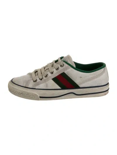 Pre-owned Gucci Web Accent Canvas Sneakers In Neutral