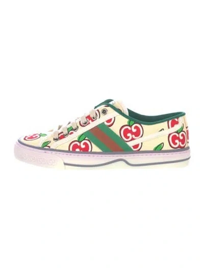 Pre-owned Gucci Web Accent Canvas Sneakers In Neutral