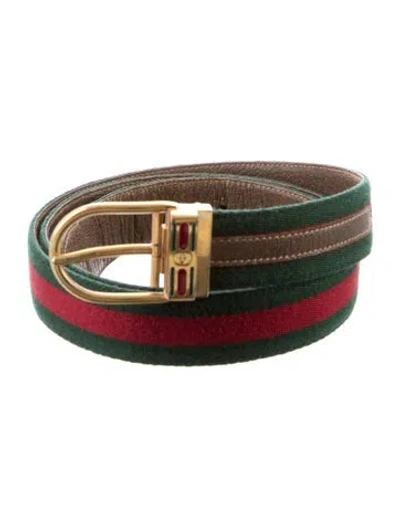 Pre-owned Gucci Web Accent Canvas Waist Belt