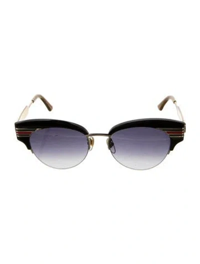 Pre-owned Gucci Web Accent Cat-eye Sunglasses In Black