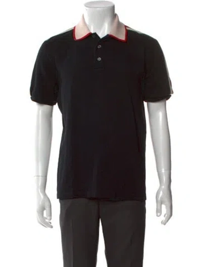 Pre-owned Gucci Web Accent Collar Polo Shirt In Black