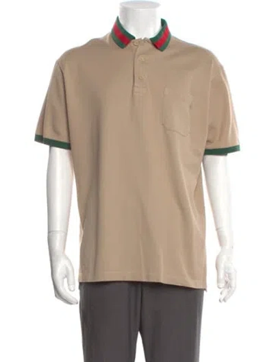 Pre-owned Gucci Web Accent Collar Polo Shirt In Neutral