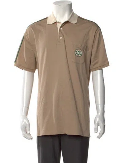 Pre-owned Gucci Web Accent Collar Polo Shirt In Neutral