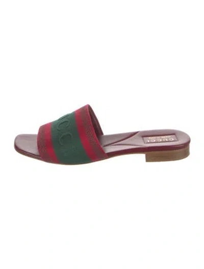 Pre-owned Gucci Web Accent Colorblock Pattern Slides In Red