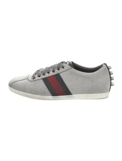 Pre-owned Gucci Web Accent Colorblock Pattern Sneakers In Silver