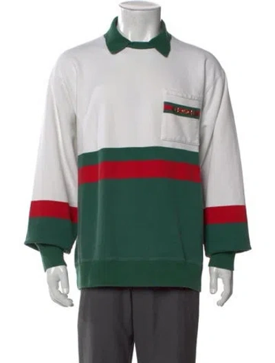 Pre-owned Gucci Web Accent Colorblock Pattern Sweatshirt In Green