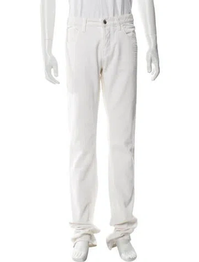 Pre-owned Gucci Web Accent Corduroy Pants In White