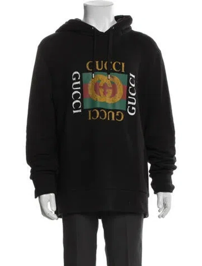 Pre-owned Gucci Web Accent Crew Neck Hoodie In Black