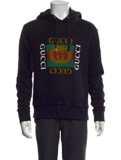 Pre-owned Gucci Web Accent Crew Neck Hoodie In Black