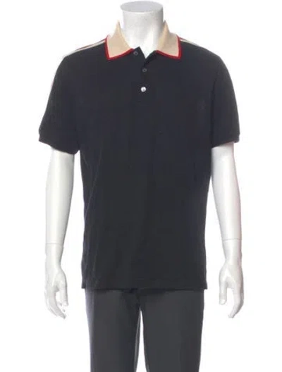 Pre-owned Gucci Web Accent Crew Neck Polo Shirt In Black