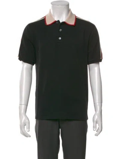 Pre-owned Gucci Web Accent Crew Neck Polo Shirt In Black