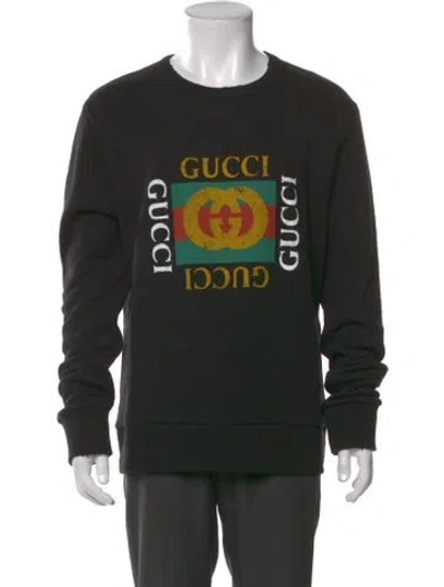 Pre-owned Gucci Web Accent Crew Neck Sweatshirt In Black