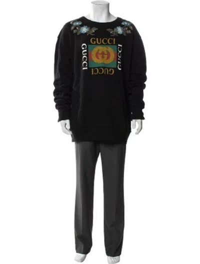Pre-owned Gucci Web Accent Crew Neck Sweatshirt In Black