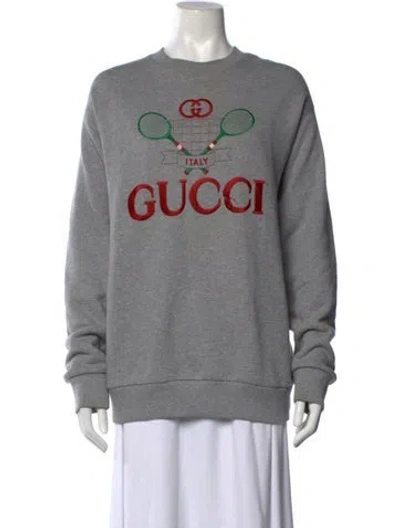 Pre-owned Gucci Web Accent Crew Neck Sweatshirt In Grey