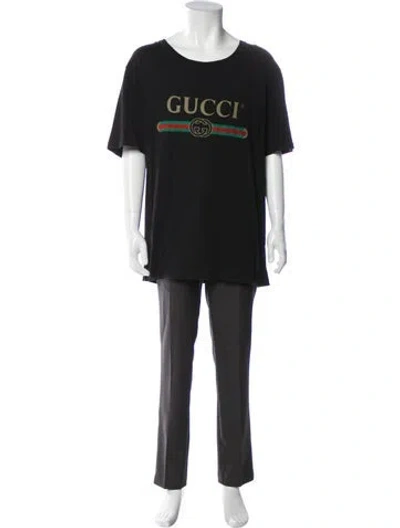 Pre-owned Gucci Web Accent Crew Neck T-shirt In Black