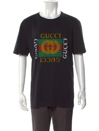 Pre-owned Gucci Web Accent Crew Neck T-shirt In Black