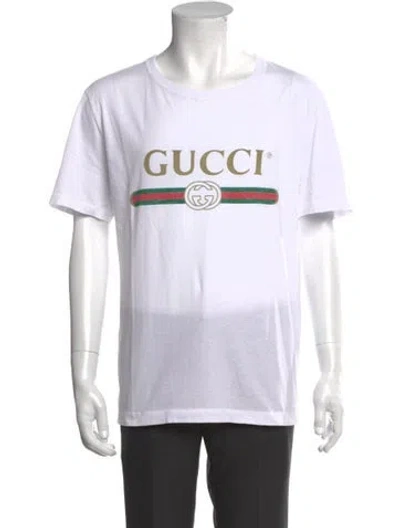 Pre-owned Gucci Web Accent Crew Neck T-shirt In White