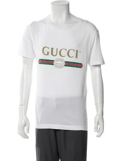 Pre-owned Gucci Web Accent Crew Neck T-shirt In White