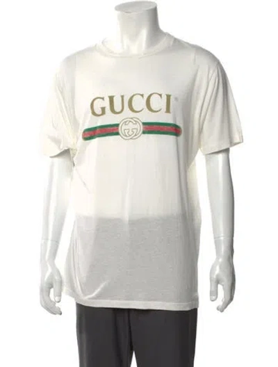 Pre-owned Gucci Web Accent Crew Neck T-shirt In White