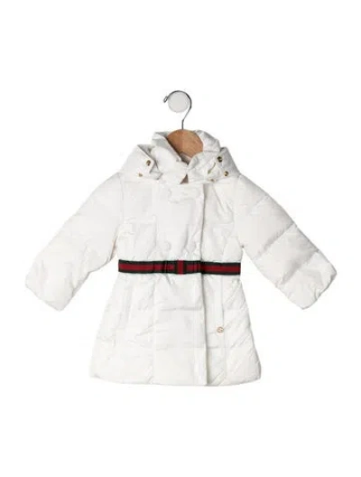 Pre-owned Gucci Babies' Web Accent Down Coat In White
