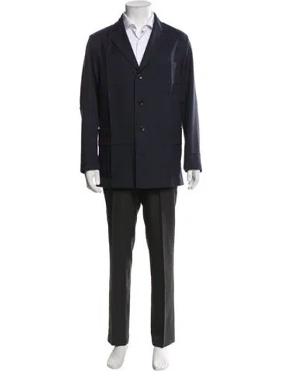 Pre-owned Gucci Web Accent Embroidered Accent Sport Coat In Blue