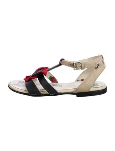 Pre-owned Gucci Babies' Web Accent Flat Sandals In Blue