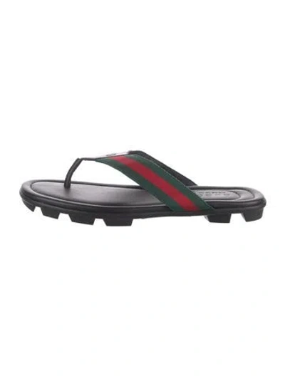 Pre-owned Gucci Web Accent Flip Flops In Multi