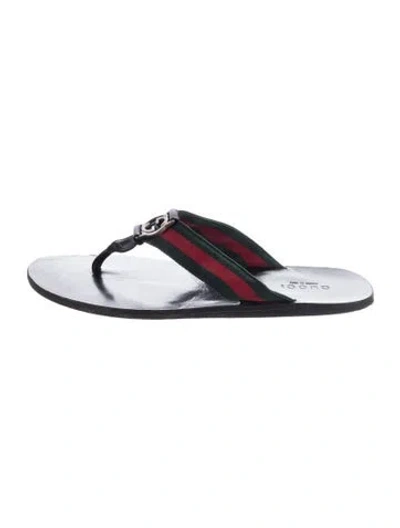 Pre-owned Gucci Web Accent Flip Flops In Multi