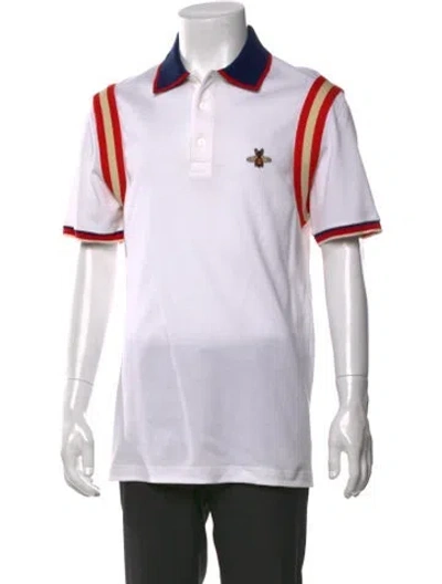 Pre-owned Gucci Web Accent Graphic Print Polo Shirt In Neutral
