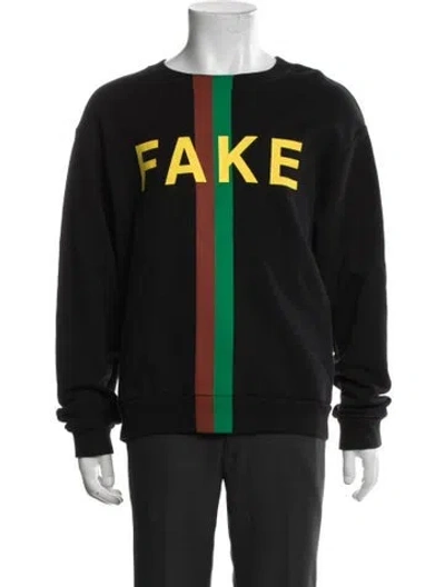 Pre-owned Gucci Web Accent Graphic Print Sweatshirt In Black