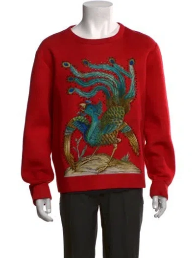 Pre-owned Gucci Web Accent Graphic Print Sweatshirt In Red