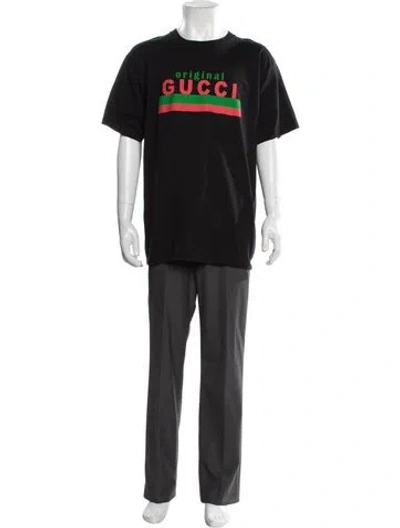 Pre-owned Gucci Web Accent Graphic Print T-shirt In Black