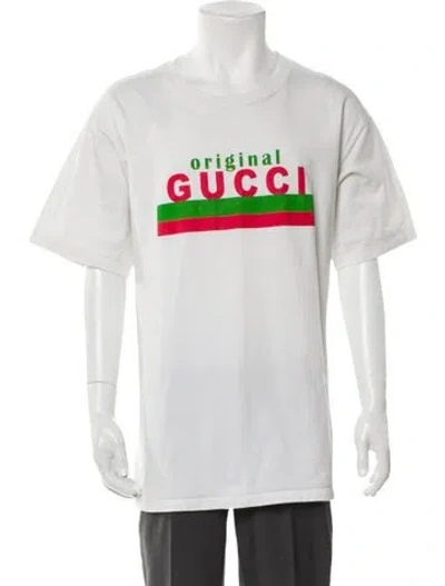 Pre-owned Gucci Web Accent Graphic Print T-shirt In Neutral