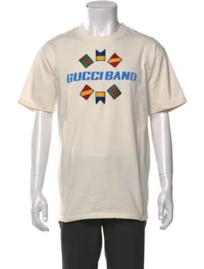 Pre-owned Gucci Web Accent Graphic Print T-shirt In Neutral