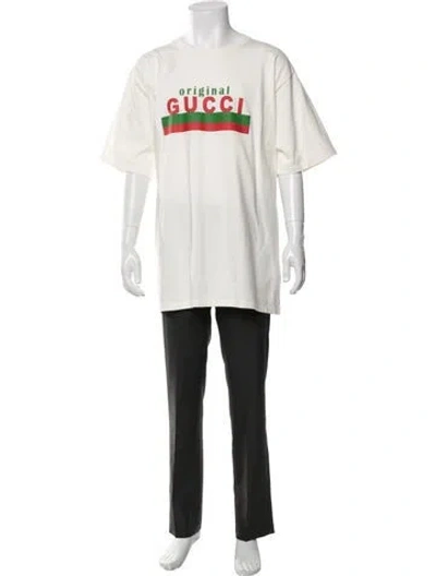 Pre-owned Gucci Web Accent Graphic Print T-shirt W/ Tags In Neutral