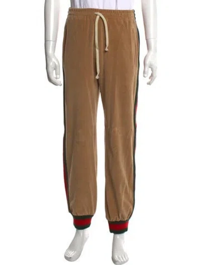 Pre-owned Gucci Web Accent Joggers In Brown
