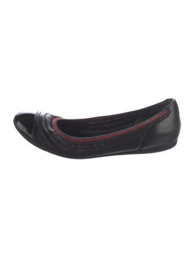 Pre-owned Gucci Web Accent Leather Ballet Flats In Multi