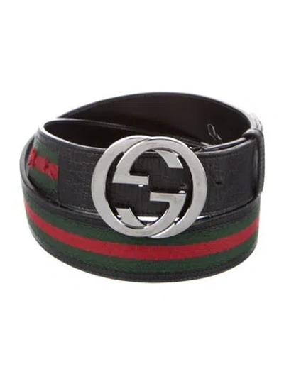 Pre-owned Gucci Web Accent Leather Belt In Multi